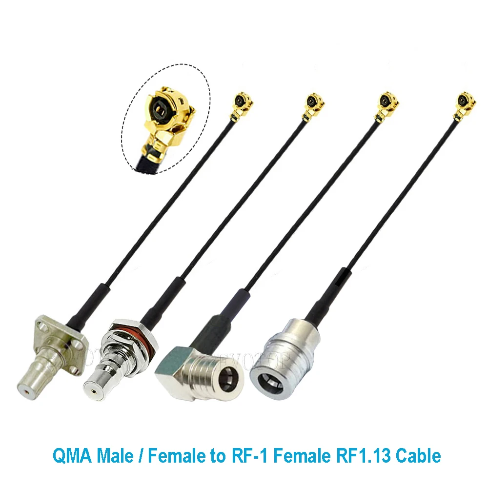 1PCS 10PCS/Lot QMA Female Jack to IPX-4 Female Connector 50Ohm High-Quality QMA to IPX RF1.13 RF Coaxial Pigtail Jumper Cable