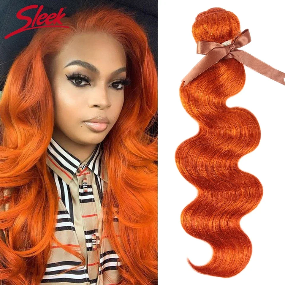 

Sleek Malaysia Human Hair Weave Body Wave Bundles Virgin Hair Bundles 100% Remy Ginger Orange Human Hair Extension 3/4 Bundles