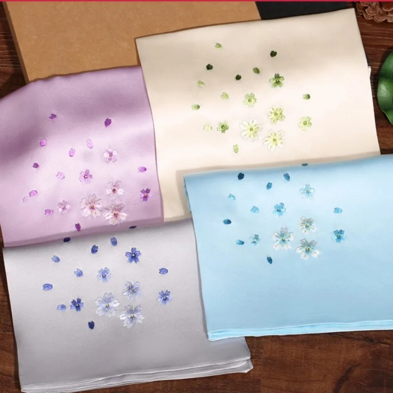 Su borduurwerk zijden zakdoek handgeborduurd gipskruid borduurwerk dubbellaags moerbeizijde zakdoek cadeau