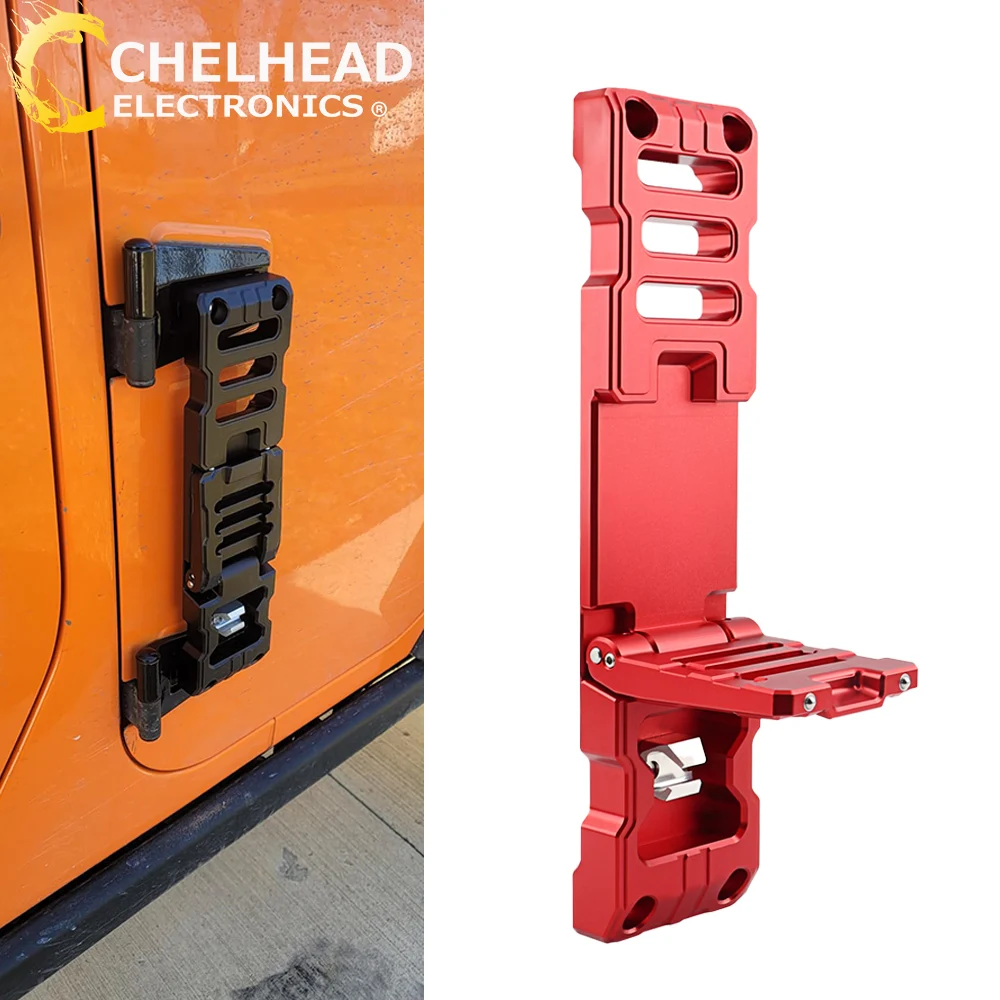 Składany stopień pod drzwi, zawias, kołek, pedał do Jeep Wrangler JK JKU JL JLU Gladiator JT 2007-2025, stop aluminium
