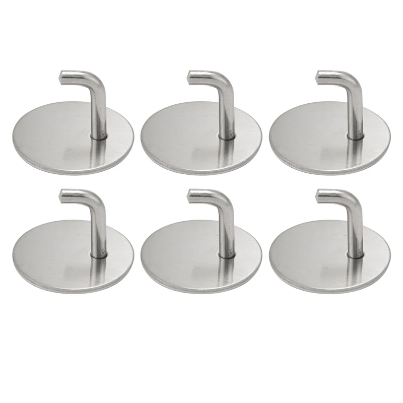 

6Pc Self-Adhesive Towel Hooks Without Drilling Stainless Steel Wall Hooks Towel Holder Door Hooks For Home, Kitchen