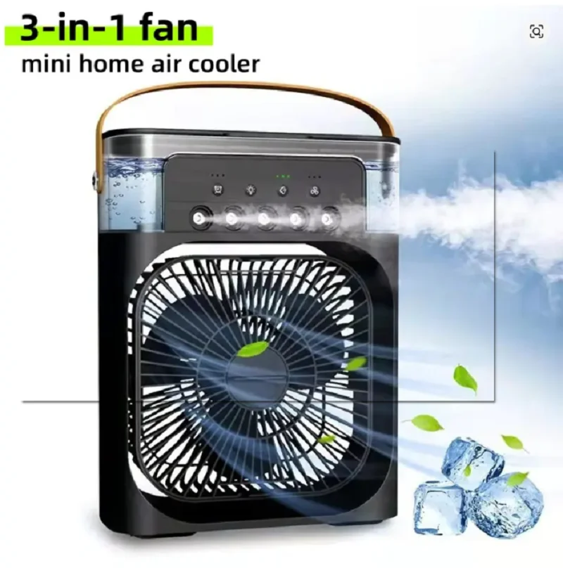 

New 3 In 1 Fan AIr Conditioner Household Small Air Cooler LED Night Light Portable Humidifier Air Adjustment Office Home Fan