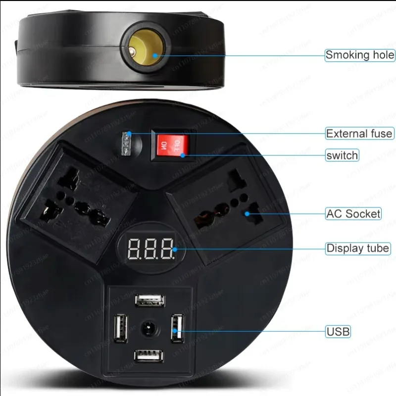 300W 600W Peak Power Inverter DC 12V to AC 220V with USB, 90% High Efficiency for Car Outdoor