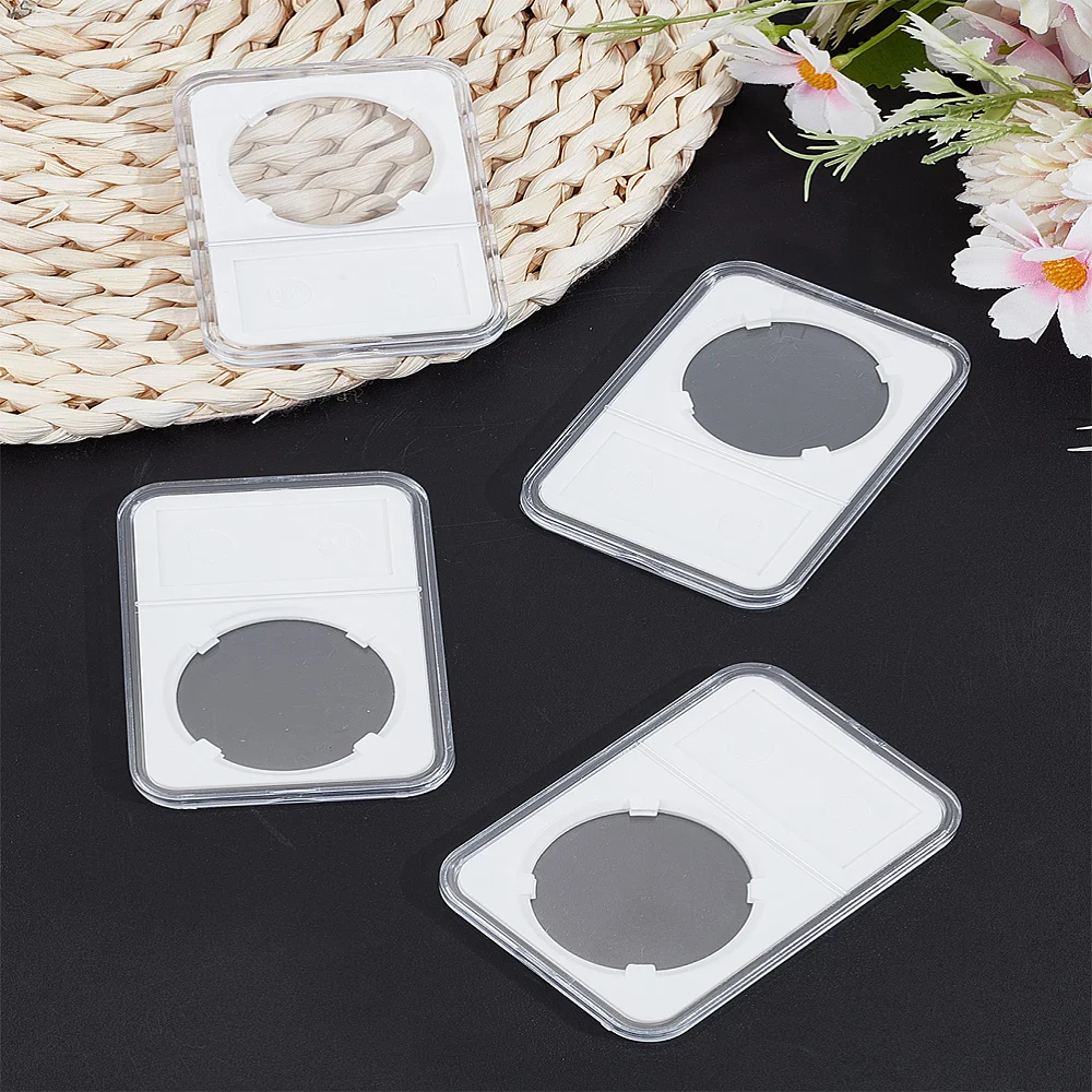 4Pcs Plastic Storage Box Rectangle Jewelry Storage White Small Item Holder for Jewelry Currency Bills Collectors Supplies