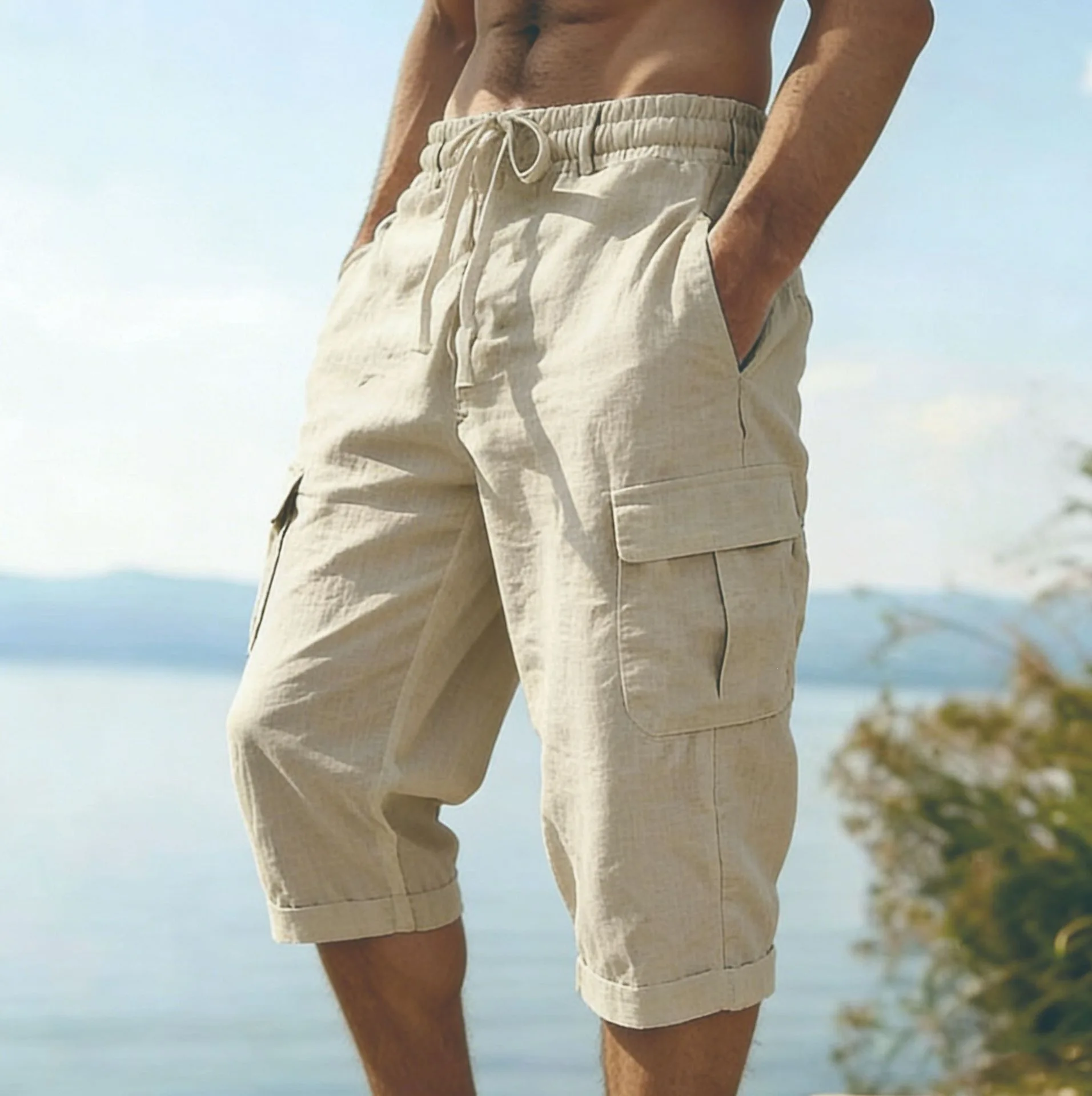 Thumbnail 2 - #9 Top 50 Mens Cotton Linen Summer Shorts