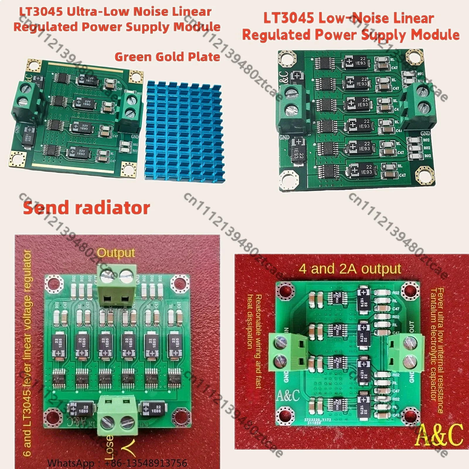 4/6 Parallel LT3045 Ultra Low Noise Linear Power Module 2A/3A DC 5V 3.3V