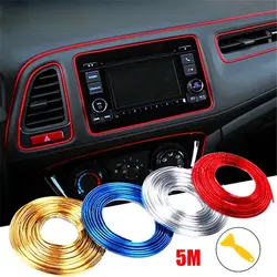 5M Car Moulding Decoration Flexible Strips Door/Center Console/ Interior Gap Trim Universal Chrome Trim Strip Bright Strip