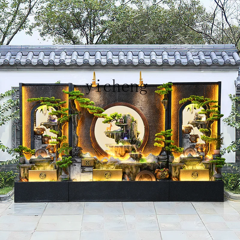 

ZC new Chinese style Ri Jin Dou Jin outdoor courtyard rockery circulating water fountain water curtain wall decorative ornament