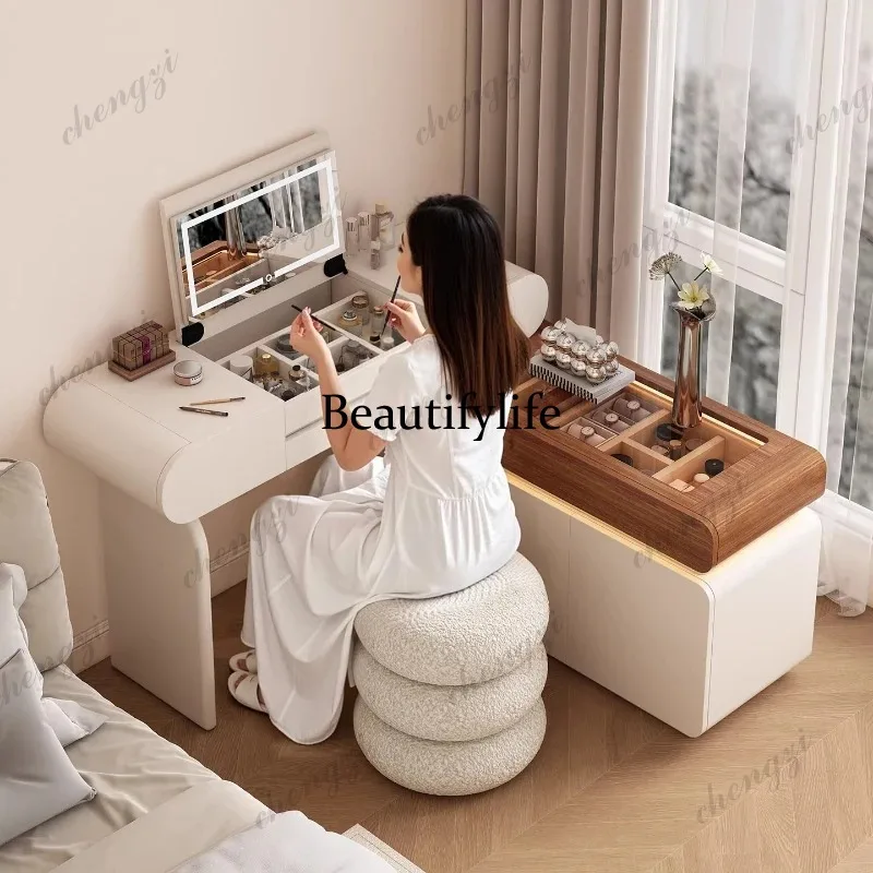 K182 Baking paint cream style illuminated makeup dressing table With storage cabinet Modern Minimalism penteadeira bedroom