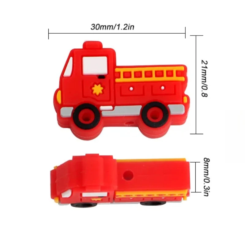 子供のためのシリコーン消防車の形のおもちゃ,赤い色,創造的,DIY,学習,教育,男の子と女の子への贈り物,漫画の製品