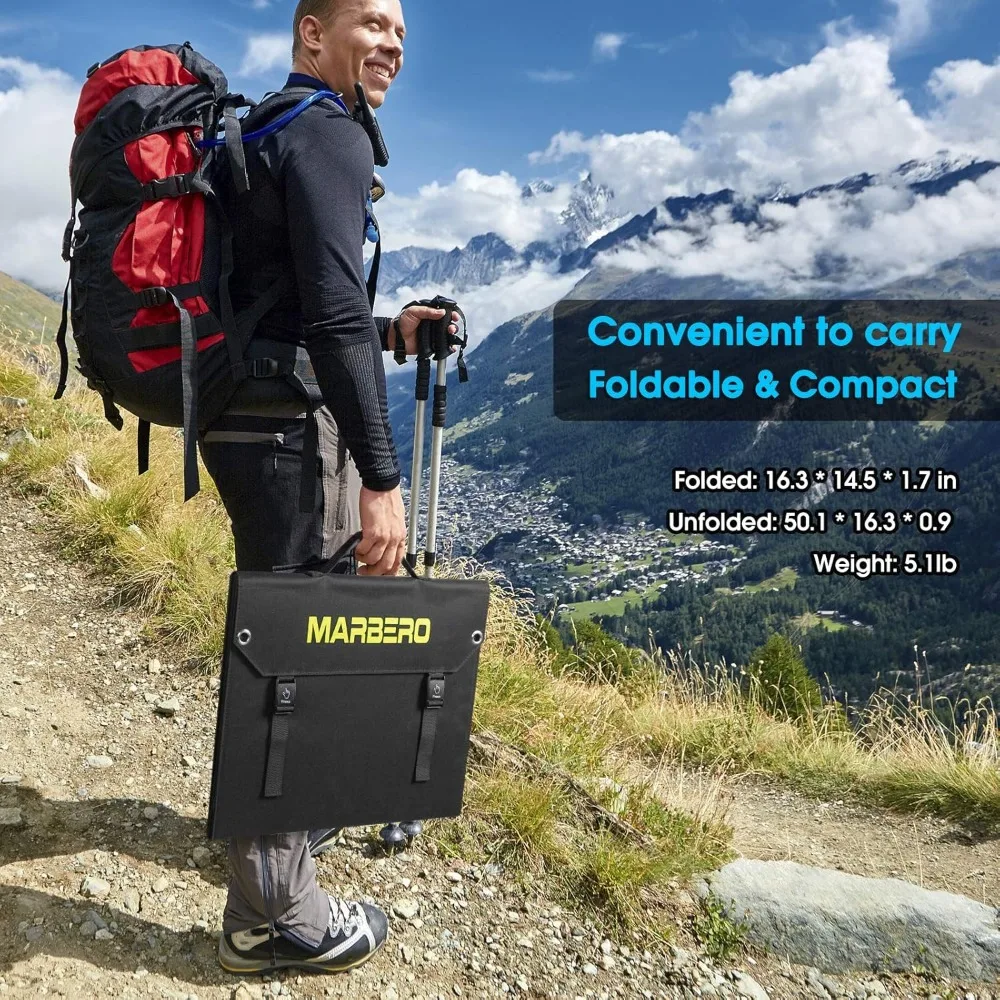 Painel solar dobrável de 60W IP65 à prova d'água saída USB DC de alta eficiência para viagens de acampamento ao ar livre