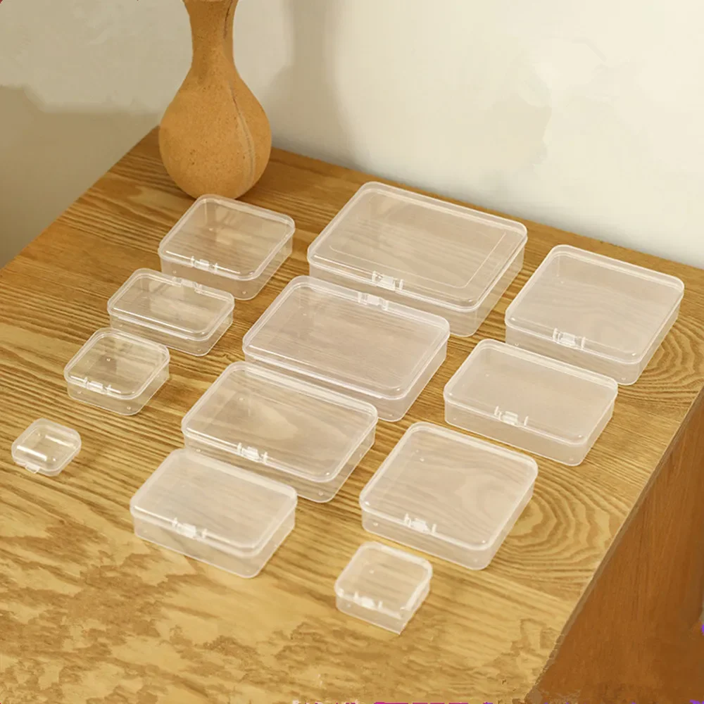 20Pcs Mini Clear Plastic Storage Box Jewelry Ornament Office Case Transparent Organizer Multifunctional Portable Package Boxes