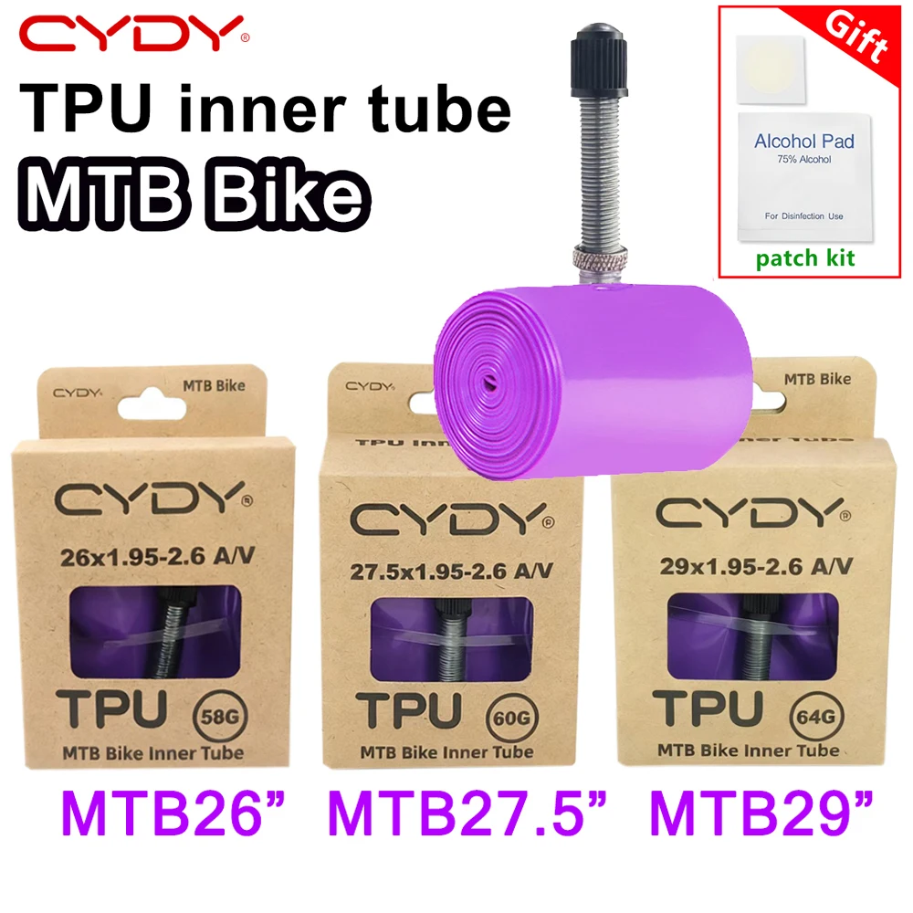 Valve Schrader CYDY TPU chambre à air de vélo vtt 26/27, 5/29x1,95 2.0 2.1 2.2 2.3 2.4 2.5 2. Pneu de vélo de montagne de 6 pouces