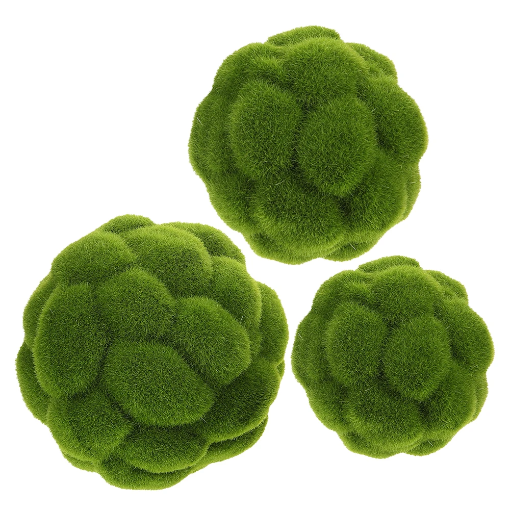 

3pcs Fake Moss Simulation Topiary Balls For Wall Hanging Decorative Balls For Home Garden Indoor Artificial Plant Decor