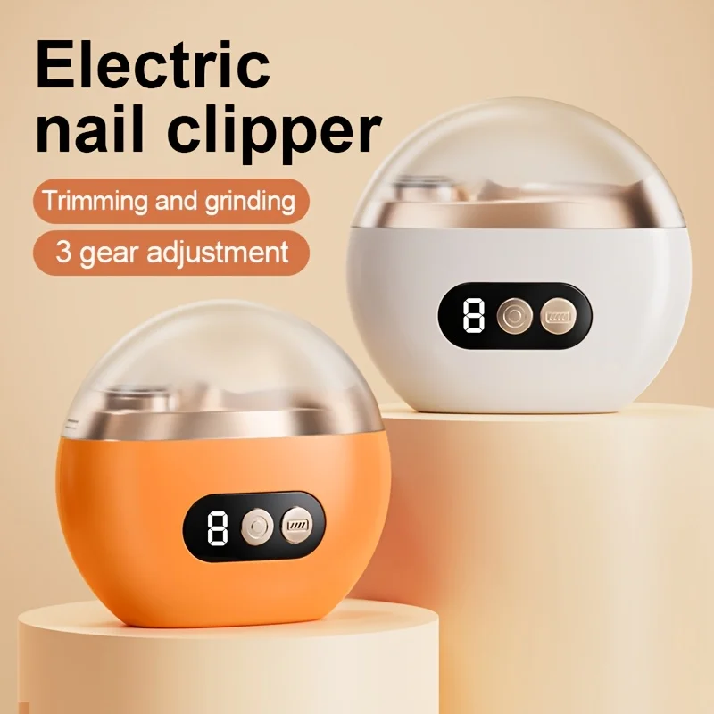 3-in-1 Electric Nail Clipper with Anti-Pinching Grinding Illumination and Polishing Functions Features LED Digital Display and P