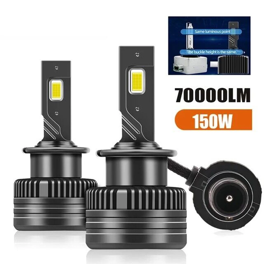 자동차 조명 터보 램프 캔버스 6500K 자동차 LED 헤드라이트, D2R, D2S, D3S, D4S, D8S, HID, D1R, D3R, D4R, D8R 전구, 120W, 30000LM, 2 개