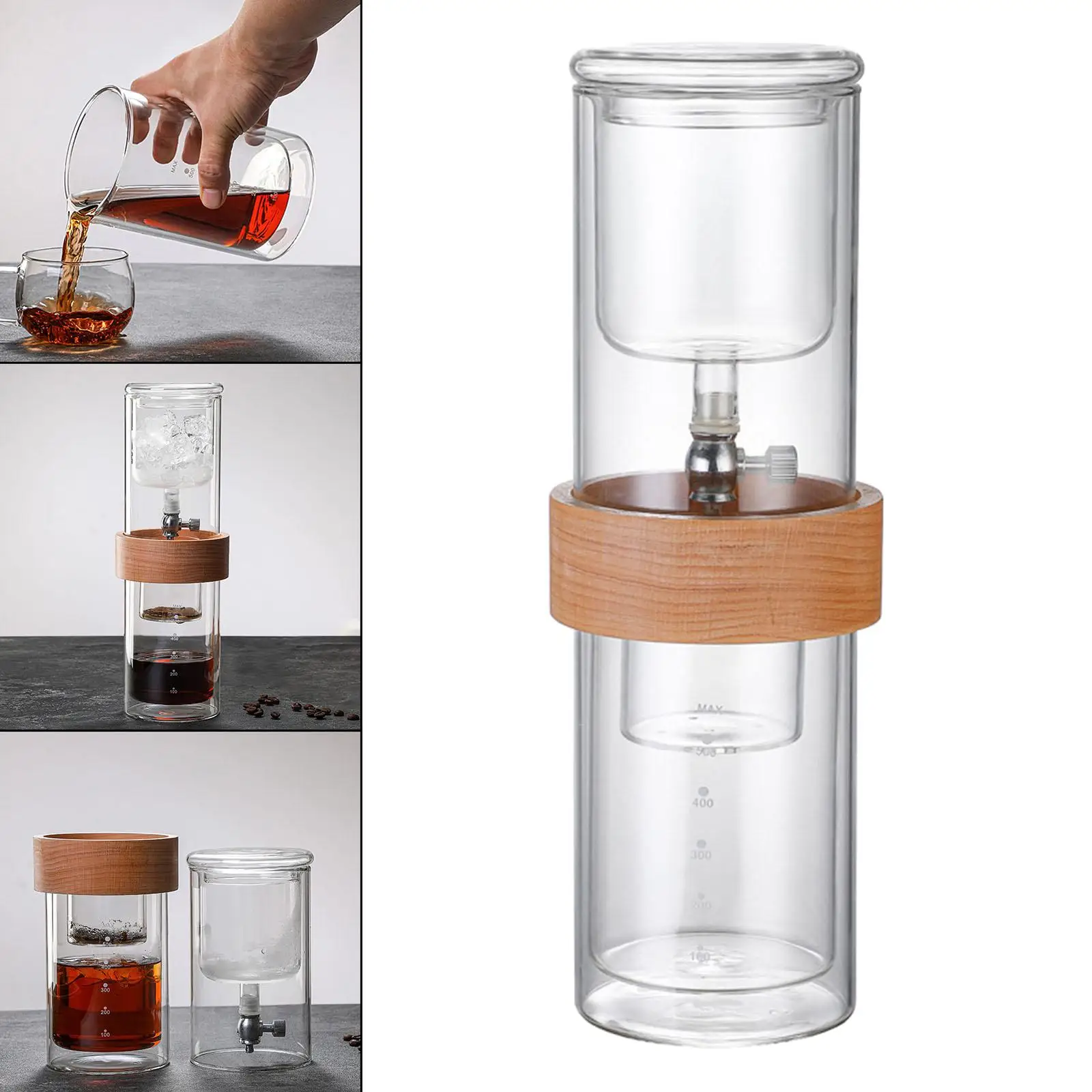 Glass Ice Drip Coffee Pot Portable Tea Coffee Kettle 500ml Pot Bottle for Travel