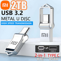 XIAOMI 2TB USB 3.2 Flash Drive High Speed Metal U Disk TypeC Memory Stick Waterproof SSD Storage PC Phone Data Transfer Portable