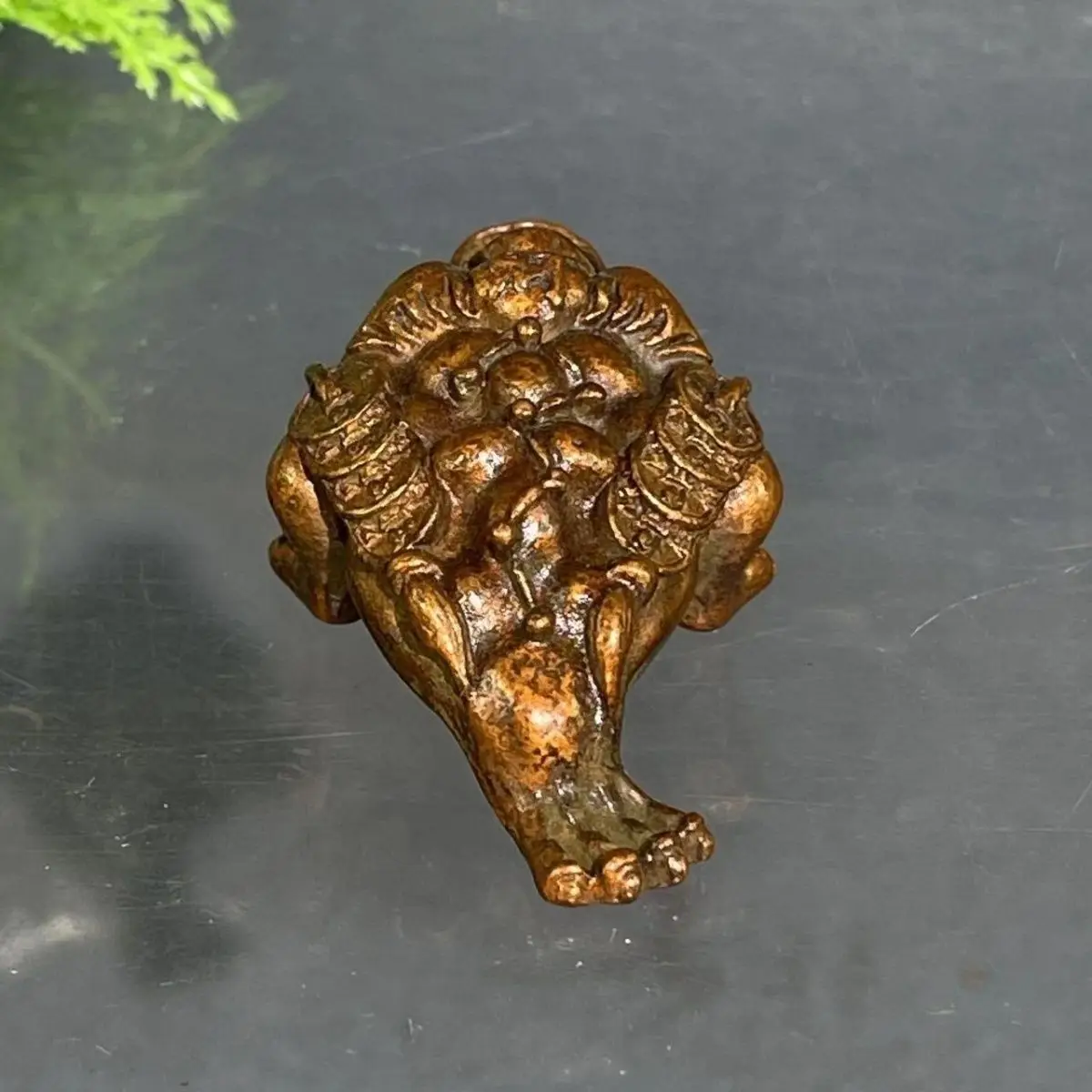 animal Metal Statue Antique Creative Desktop Seven Star Three Foot Golden Toad Living Room Decoration Tea Pet Toad Attracts Weal