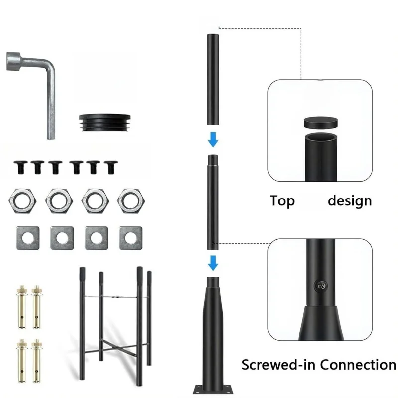  Universal Light Pole Set for Outdoor Use Durable  Lamp Post for Garden, Yard & Street Lamps 