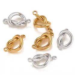 3Pcs/Lot Stainless Steel 3D Hearts Shape Charms Pendants Double Hole Bracelet Necklace Connector DIY Handmade Jewelry Making
