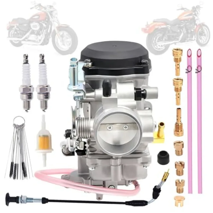 

CV40 Carburetor and Choke Cable Replacement for Harley Davidson Dyna Electra Glide Fatboy Softail Sportster 1200 XLH1200 Sports