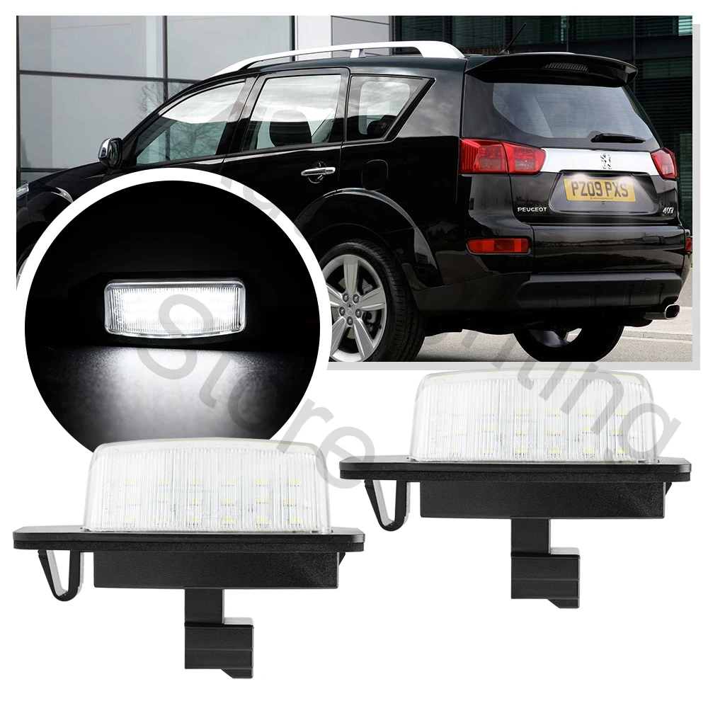 LED License number Plate Lights lamps For Peugeot 4007 2007 2008 2009 -2013 ION Citroen C-Crosser C-Zero Car accessories canbus