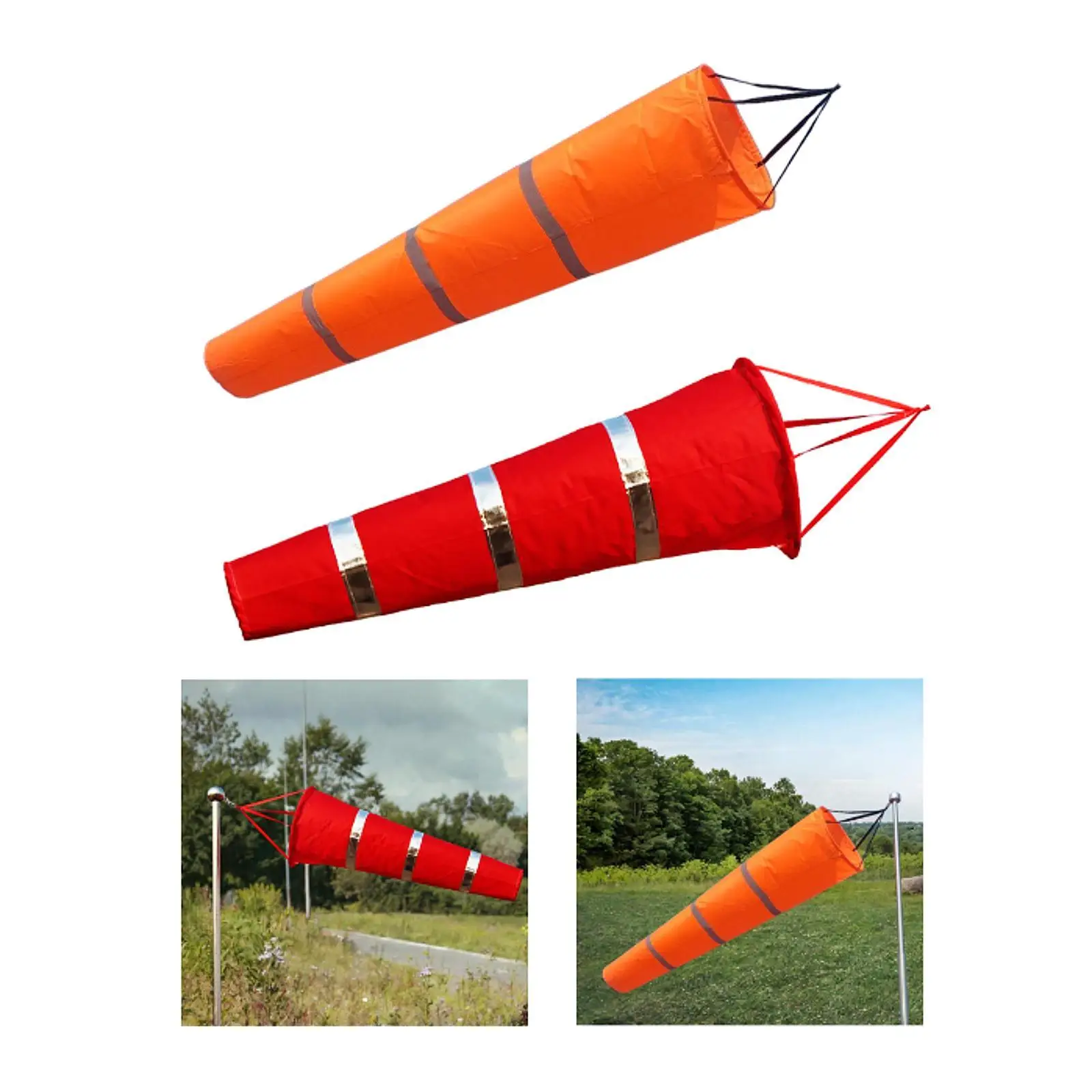 Windsock Wind Direction Indicator Weatherproof Reflective Rip Stop Outdoor Hanging Wind Sock Measurement Sock for Park Farm
