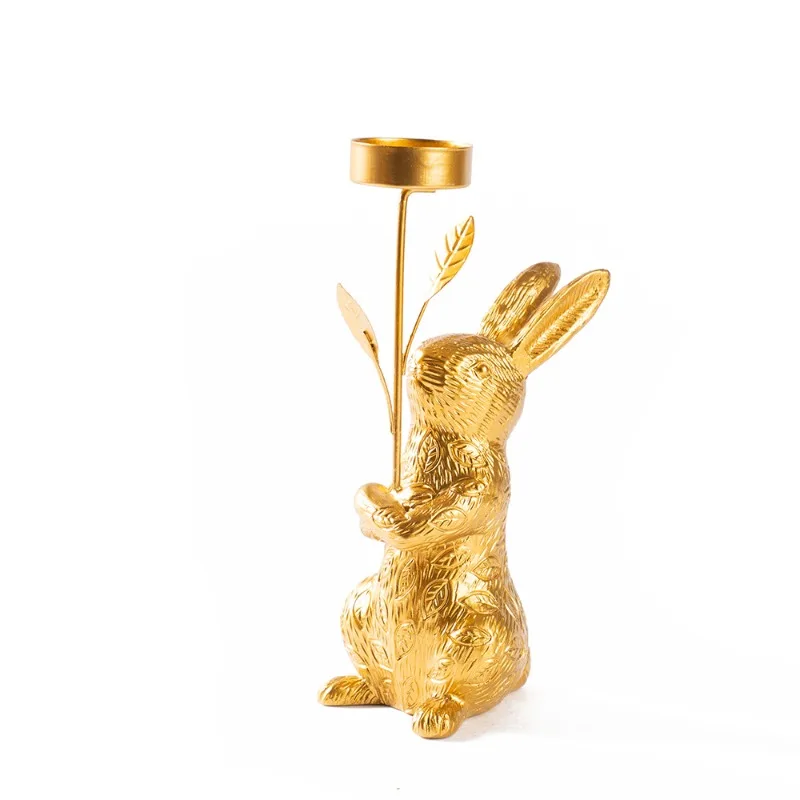 Easter Rabbit Candlestick Decoration Home Living Room Cabinet Wine Cabinet Decoration Resin Crafts Home Ornament Candle Holder
