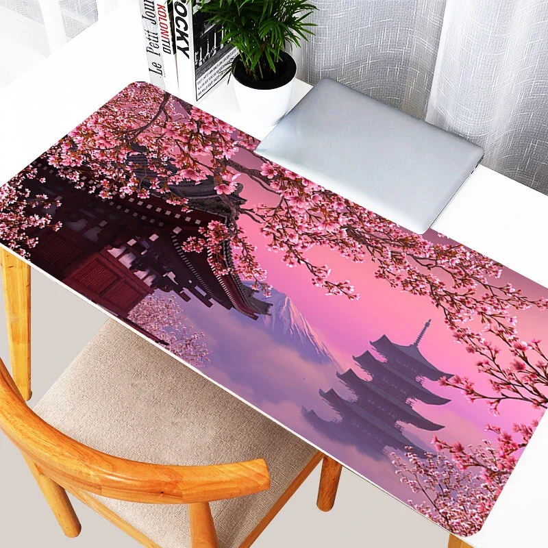 لوحة الماوس الألعاب الكمبيوتر المحمول ألعاب الكمبيوتر لوحة المفاتيح حصيرة مكتبية فوجي جبل زهر الكرز معبد في اليابان Dask حصيرة لوحة الماوس هدية #3