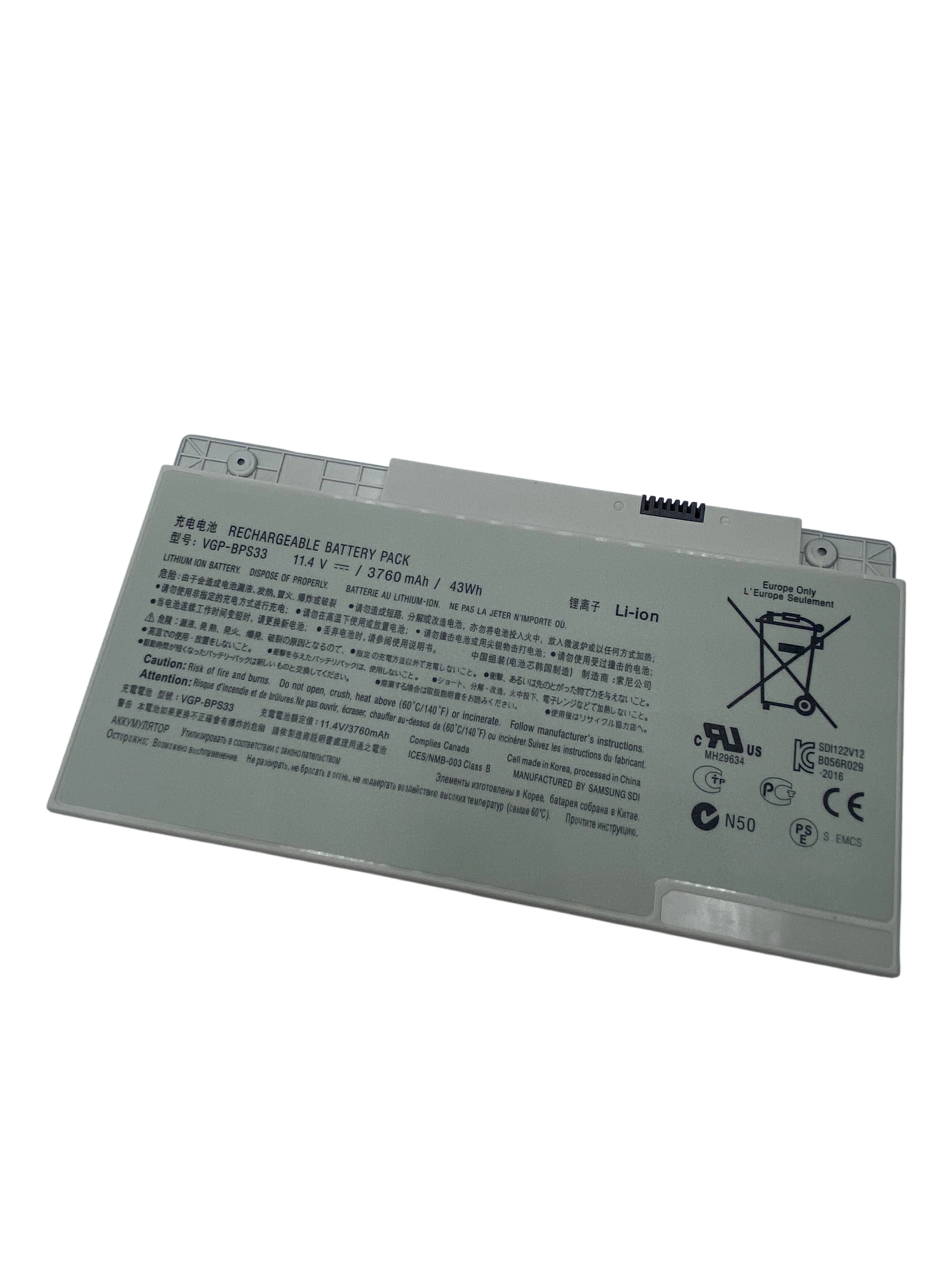 11.4V 43Wh VGP-BPS33 Laptop Battery For VAIO T14 T15 Touchscreen Ultrabooks SVT-14 SVT-15 Touchscreen Ultrabooks Series BPS33