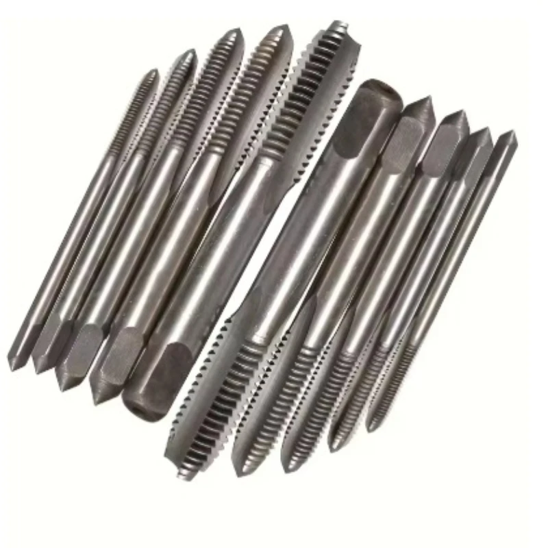 4-10pcs/set Hand operated straight groove tap M3-M12 Square Shank Thread Tapping Internal Thread Tapping Hand hardware Tools