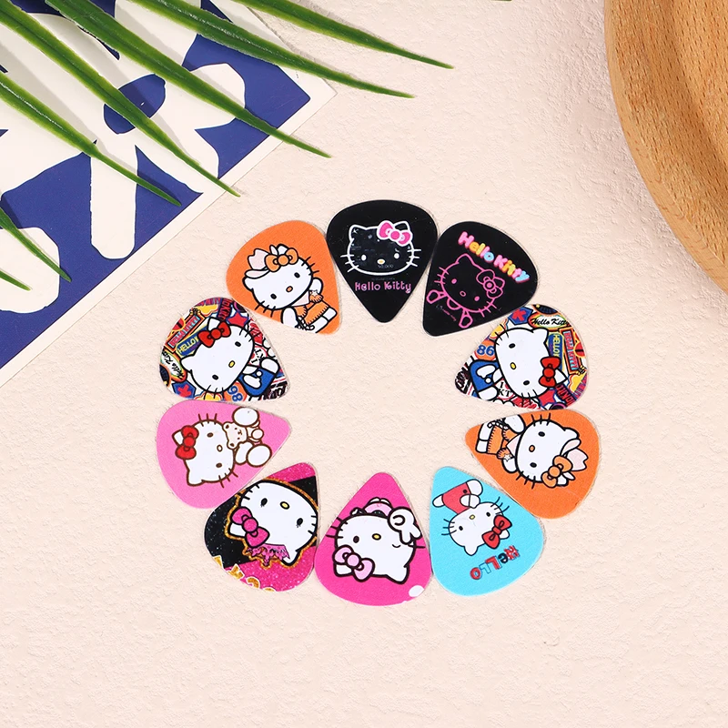 10 Uds. De púas de guitarra Kawaii Sanrio, Hello Kitty, bajo eléctrico suave, accesorios para instrumentos de guitarra acústica, herramientas de selección de guitarra de regalo