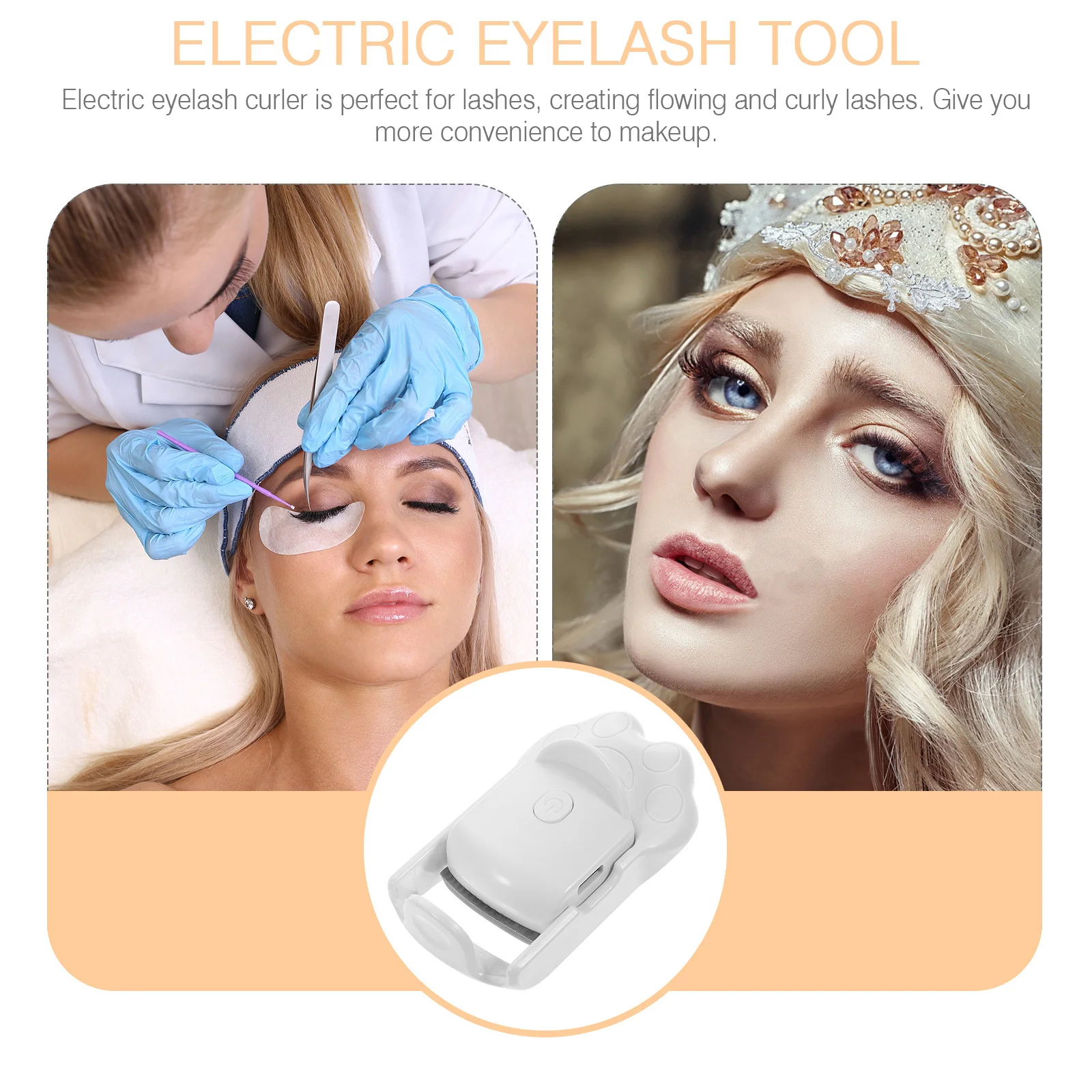 

Electric Heated Eyelash Curler Portable Lightweight Design Fast Heating Curling Tool for Natural Lashes USB Charging Makeup