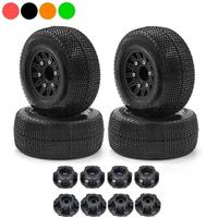 4Pcs 110mm 1/8 1/10 Short Course Truck Tire with 12mm 14mm 17mm Wheel Hex for Traxxas Slash ARRMA SENTON Vkar SCTX10 HPI RC Car