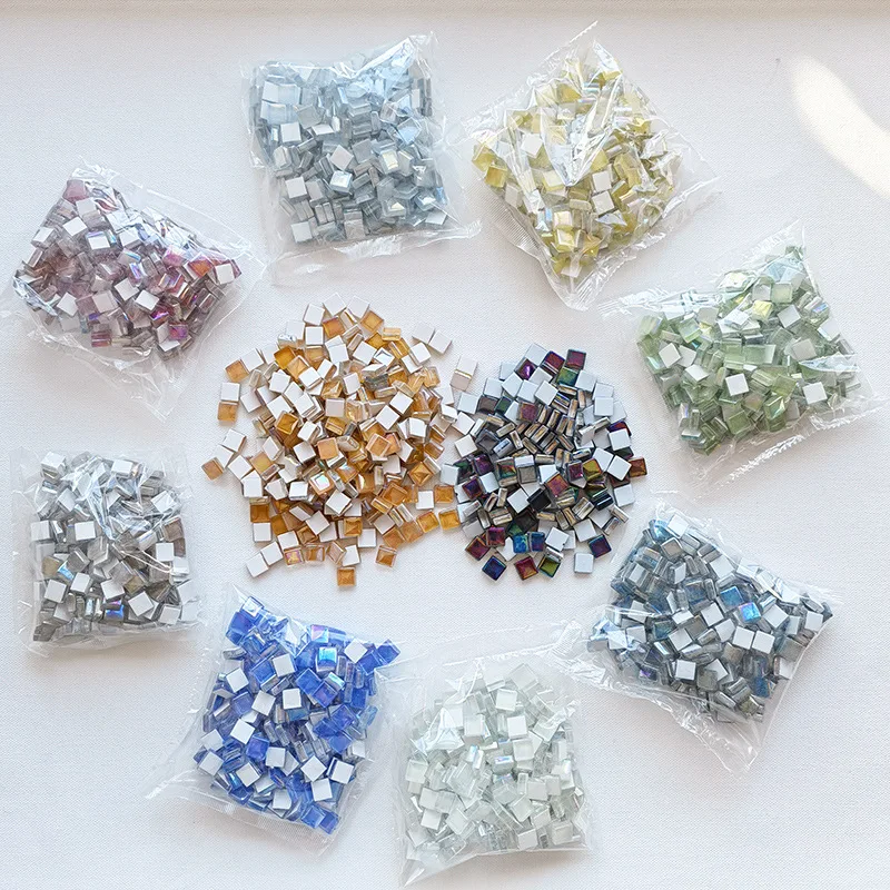 100 Grams AB Color Mosaic Tiles 1*1CM Cube Square Glass Crystal Craft Children Diy Creating Accessories