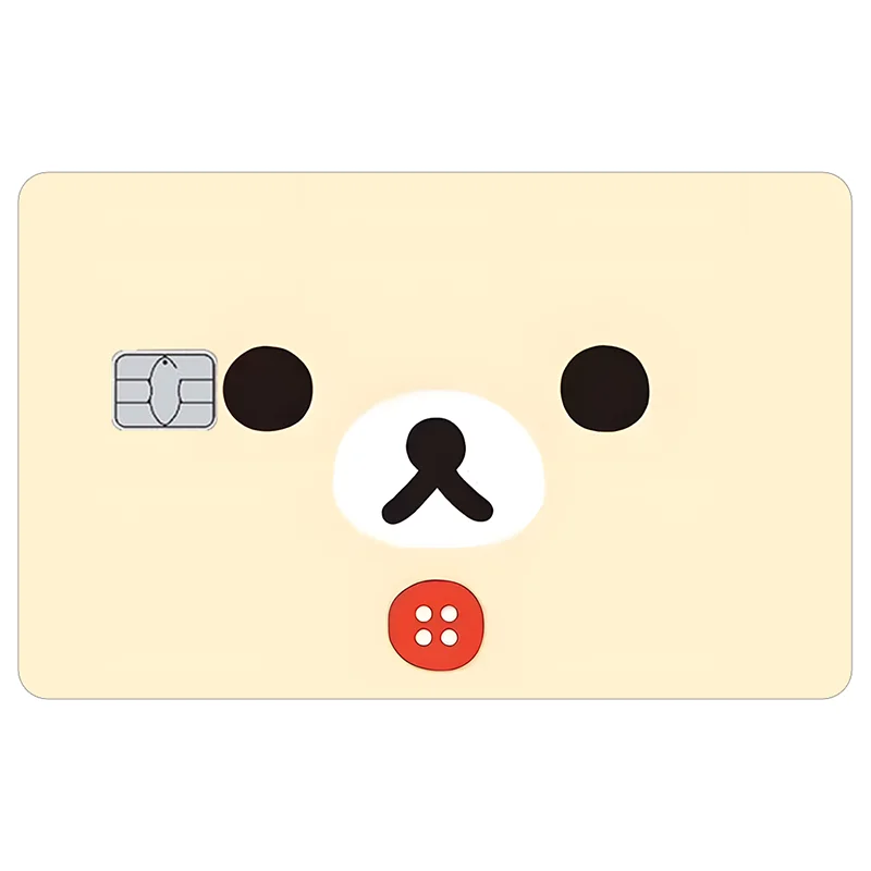 ملصقات جلدية لبطاقة الائتمان Kawaii Rilakkuma كارتونية مضادة للخدش مناسبة لحافلة بطاقة VISA وبطاقات IC بدون تلامس لمترو الأنفاق #3