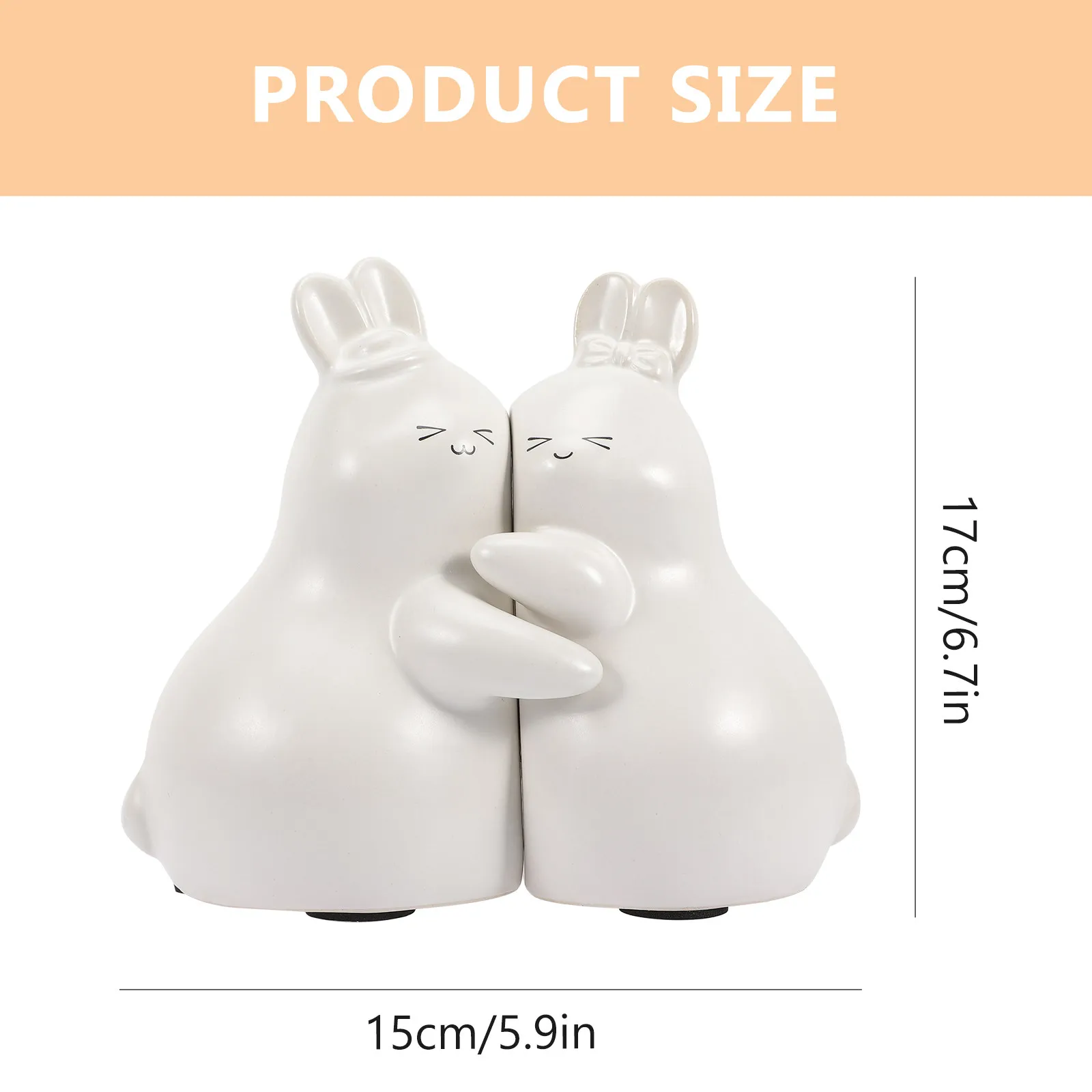 1Pair Cartoon Rabbit Bookends Ceramic Cute Bunny Statue Multipurpose Book Ends Decoration Desktop Shelf Coin Bank Office Home