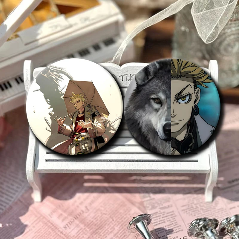 58mm Cartoon Character Enjin Surebrec Button Pin Tinplate Badge Anime Brooch Creative Badge for Backpack Clothes Decoration Gift