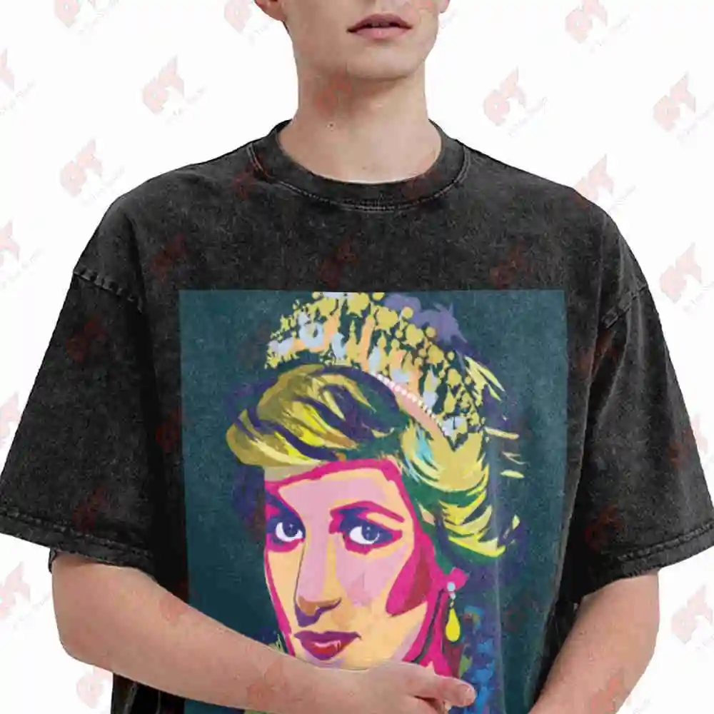 Diana Princess Of Wales Vintage Washed Tee Pure Cotton T-Shirt