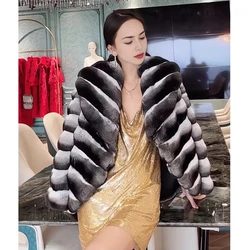 Giacca da donna Pelliccia di cincillà Cappotto di vera pelliccia di coniglio Rex Cappotto di pelliccia corta naturale Giacca soffice più venduta