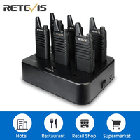 Retevis Walkie Talkies 6 pcs Walkie Talkie Professional Mini PMR PMR446 FRS for Hotel Restaurant with 6 Way Multi Gang Charger