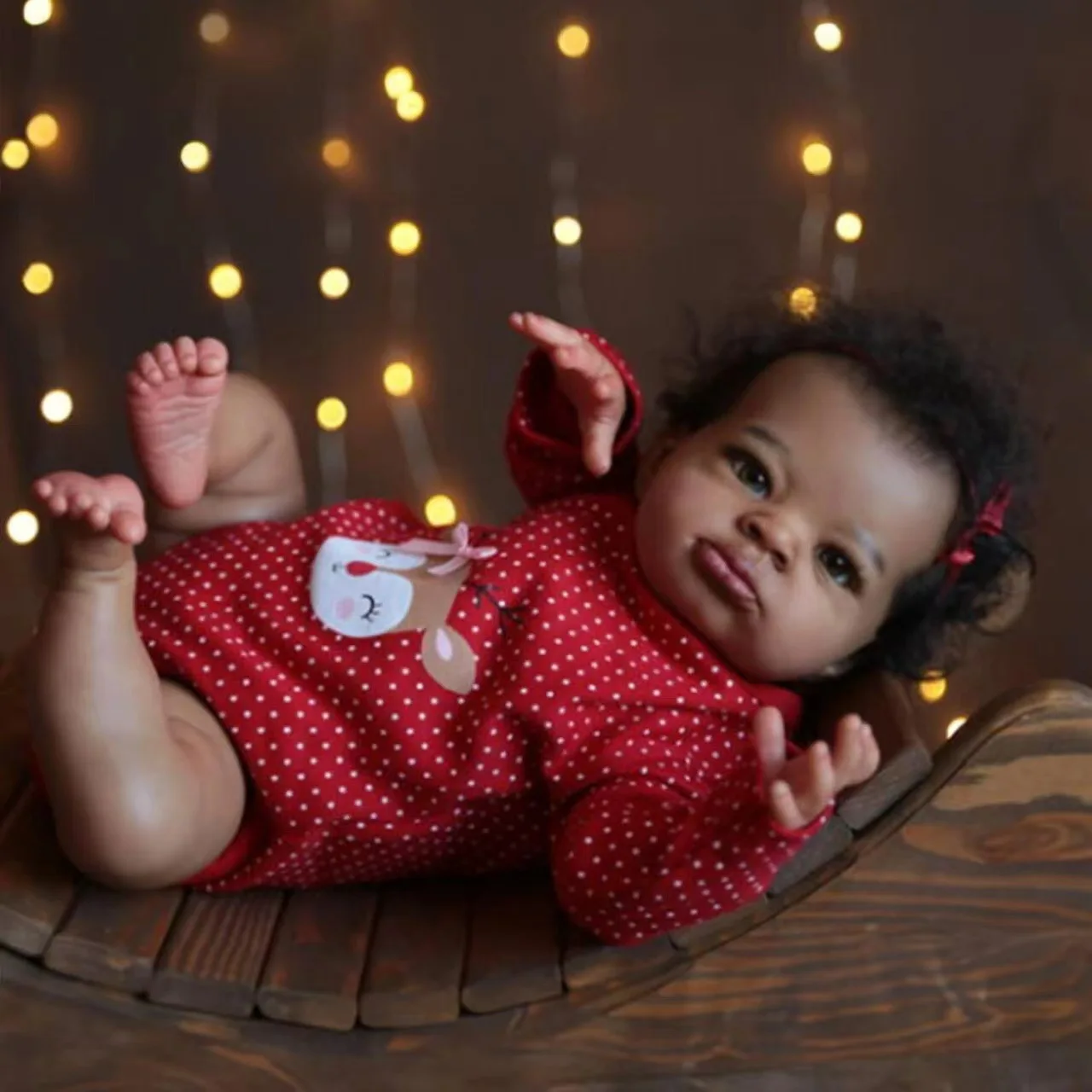 Wholesale 50cm Realistic Black Skin Baby Reborn Doll Cloth Body Soft Vinyl Lifelike Real Newborn African Baby Doll