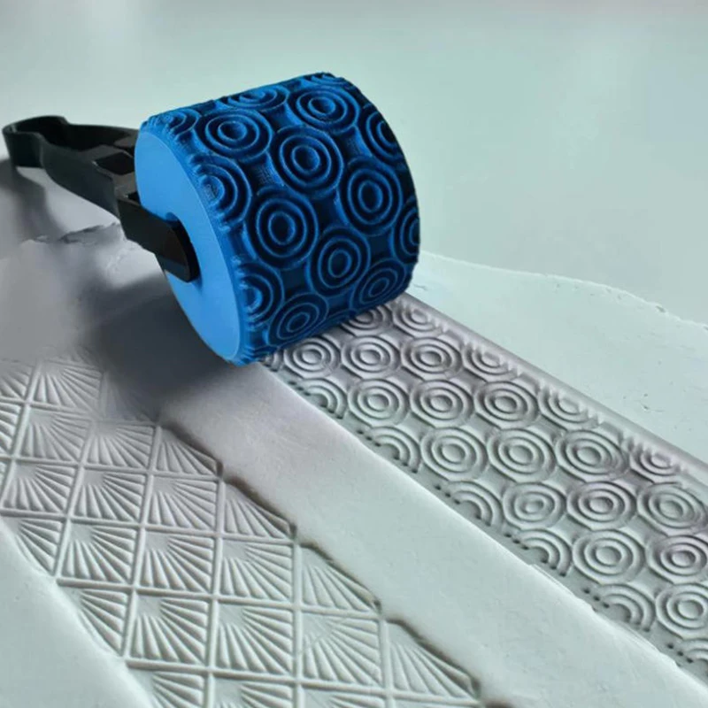 【Peace】Clay Stamp Roller Geometric Flower Patterns Relief Rolling Tool Ceramic Clay Texture Wheel Clay Molds DIY Clay Art Decor