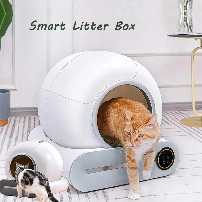 Automatic Smart Cat Litter Box 65L Fully Enclosed Pet Toilet Litter Tray Self Cleaning deodorizing App control Cat Litter Box