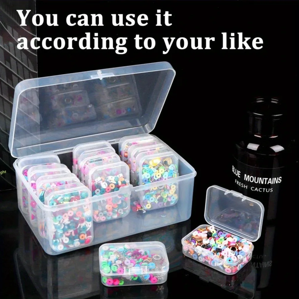 1 Set, 12 Packs Plastic Clear Beads Storage Box, Small Storage Containers, Mini Storage Box With Hinged Lid , Jewelry , Cards