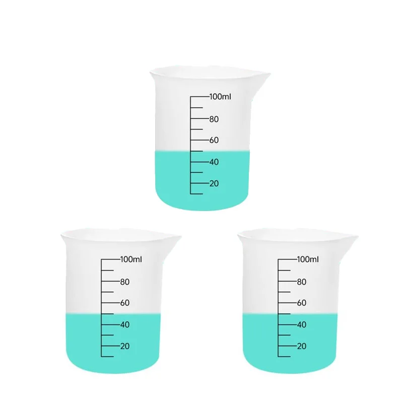 3 Stück 100 ml Silikon-Messbecher mit Doppelskala (ml/oz), antihaftbeschichtete Epoxidharz-Mischwerkzeuge für Schmuck, Gießen, Wachsen, Formen