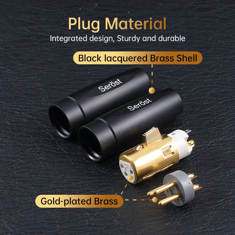 Serost HiFi Audio 3-Pin/4-Pin XLR-Stecker Vergoldeter Messing-Balance-Kabelstecker Männlich Weiblich XLR-Anschluss für Mikrofon, Mischpult, Lautsprecher – Detail 2