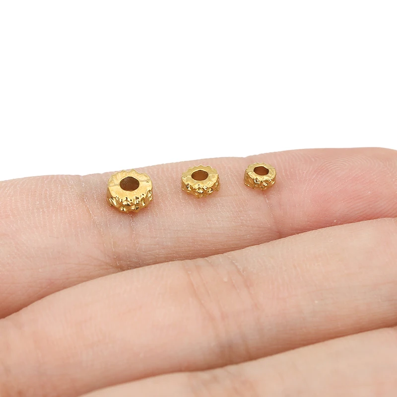 20pcs PVD Never Fade Stainless Steel Big Large Hole Beads 4 5 6 mm Necklace Spacer Beads Bracelet Supplies For Jewelry Making