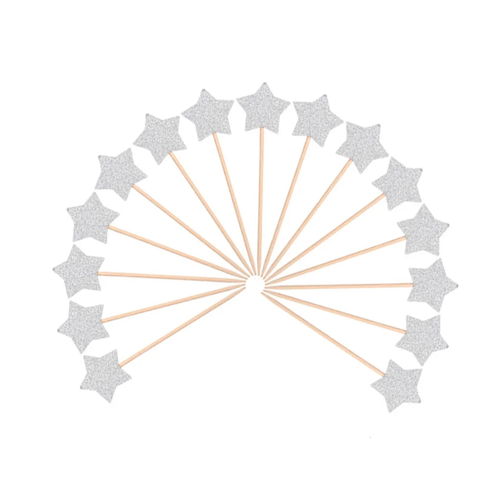 

36Pcs Double-Sided Glitter Paper Star Cake Toppers Design for Birthday Wedding Party Cupcake Cake Decoration
